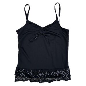 Vintage y2k MEA black sparkly lace cami top
